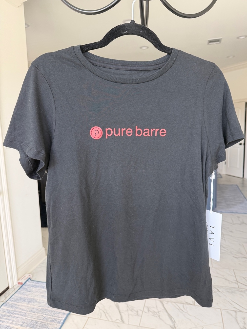 Pure Barre Women's Black Tee with Red Logo - Short Sleeve